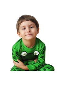 Resim Süpermini Çocuk Pijama Takımı Kurbağa Figürlü 4 5 6 Yaş 
