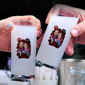 Resim Sinemadaki Çift Karikatürlü İkili Rakı Bardağı Seti 