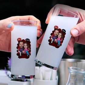Resim Sinemadaki Çift Karikatürlü İkili Rakı Bardağı Seti 