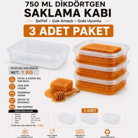 Resim Aksaray Arıcılık Bal Saklama Kapı Dikdörtgen - 750 ml (Petek Bal Için 1 Kg) 