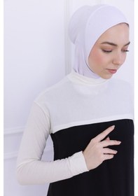 Resim Loggia Balıkçı Yaka Boyunluklu Kolluk Ekru - Likralı Dik Yakalı Kadın Body Tesettür Crop Bolero Ekru 