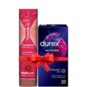 Resim Durex Intense Prezervatif 10'lu + Humanlife 125 ml Çilek Aromalı Jel Lubricant 