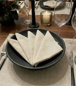 Resim MiniStand Ham Bez Servis Peçetesi 6’lı Set 40x40 cm Naturel Kumaş Masa Sunum Peçetesi, Şık Sofra Aksesuarı 