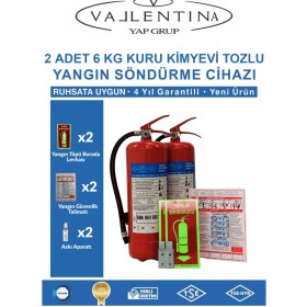 Resim Vallentina 6kg Tozlu Yangın Söndürme Cihazı Ruhsata Uygun Tse-Hyb/ce Belgeli(Talimat-Levha-Askı Aparatlı)-2 ADET 