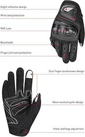 Resim Ymiko Motosiklet Eldivenleri Kırmızı L Boyutu Aşınmaya Dayanıklı Dokunmatik Ekran Fonksiyonu Kaymaz Nefes Alabilir Rahat Bisiklet Yarışması Için 