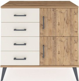 Resim Hyperion Şifonyer Tek Raflı 4 Çekmeceli 2 Kapaklı 88x44x80 Çam-çam/aytaşı Çam/aytaşı 