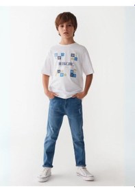 Resim Nk Kids Çocuk Esnek İnce Kumaş Kot Pantolon-15878 Mavi 