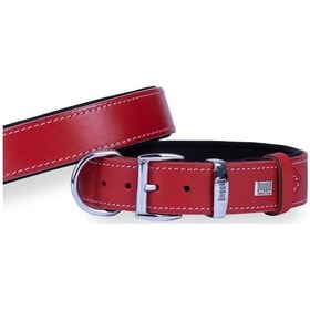 Resim Doggie Konforlu Deri El Yapımı Köpek Boyun Tasması 3.5 x 47-55 CM Kırmızı 