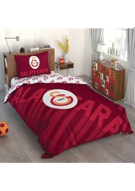 Resim Taç Lisanslı Galatasaray Kırmızı Logo Pamuk TekKişilik Nevresim 