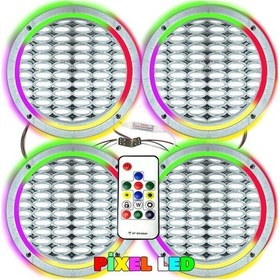 Resim Pixel Ledli 20cm Hoparlör Kapak Gümüş 4 Adet Poke Pk-6300 