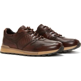 Resim Derimod Erkek Kahverengi Bağcıklı Deri Casual Sneaker 25 