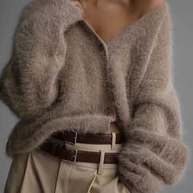 Resim 2025 Yeni Kadınlar İçin Şık Bol Kesim V Yaka Kardigan Kazak - Uzun Kollu Düğmeli Ön, Orta Esneklikte Düz Renk İlkbahar/Sonbahar Katmanlama, Sevimli Kazaklar, Günlük Dış Giyim, Rahat Örgü Kumaşlı, Tekstür Desenli 