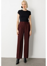Resim Ekol Kadın Yüksek Bel Bol Paça Pantolon 5019 Bordo Bordo 