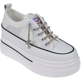 Resim Guja İçten Dolgulu Keten Kadın Spor Ayakkabı GJ-34510 BEYAZ 