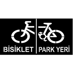 Resim Bisiklet Park Alanı Şablonu Otopark Boya Şablonu Bisiklet Sembolü İmalatı 50x100 Cm / 100x200 Cm 