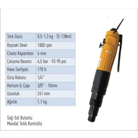 Resim uno air Unoair 6mm Dıştan Tork Ayarlı Tornavida 