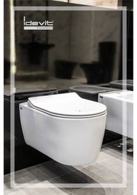 Resim İdevit Alfa Kanalsız Rimless Asma Klozet ve Kapak Pp Soft 