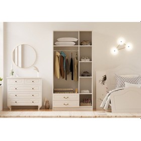 Resim Rabi Mobilya Yağmur Country 3 Kapaklı 2 Çekmeceli Mega Gardırop 