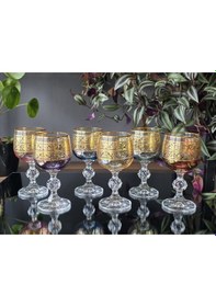 Resim Konyax 150 Cc Kahve Yanı Su Bardağı 6 Parça Lüsterli Karışık Alda Çok Renkli 