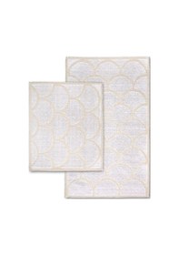 Resim Pearl Doğal Pamuklu 2'li Banyo Paspas Seti 60x100+50x60 Cm - Beyaz Beyaz 