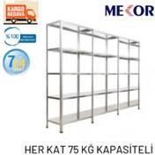 Resim Mekoraf Çelik Raf Sistemi 31X93 2.Metre 5 Raflı 3 Ünite Gri 