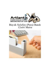 Resim Büyük Bant Kesme Makinesi Mavi Ve 3 Adet 12x66 Metre Bant Masa Üstü Bant Makinesi Bant Kesici 