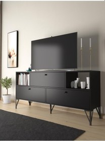 Resim Wood'n Love Mia 160 Cm Metal Ayaklı Tv Ünitesi - Konsol - Siyah / 