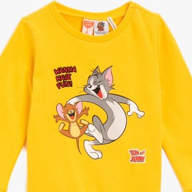 Resim Erkek Bebek Pamuklu Tom&Jerry Lisanslı Baskılı Bisiklet Yaka Sweatshirt 