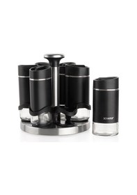 Resim Schafer Silver Touch Döner Standlı Baharat Takımı 7 Parça-siyah Siyah 