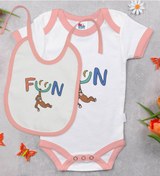 Resim Bk Kids Fun Tasarımlı Pembe Bebek Body Zıbın Ve Mama Önlüğü Hediy Çok Renkli 