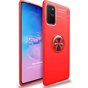 Resim Samsung Galaxy S10 Lite Kılıf Kickstand Ring Holder Kırmızı Microsonic