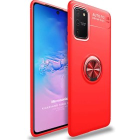 Resim Samsung Galaxy S10 Lite Kılıf Kickstand Ring Holder Kırmızı 