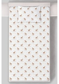 Resim Organik Tek Kişilik Lastikli Çarşaf Seti - Minik Zarif Ceylan Renkli 