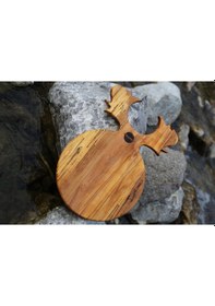 Resim Kesme Tahtası Gürgen Ahşap Özel Geyik Boynuzlu Yuvarlak Kesme Ve Servis Tahtası Ahşap 