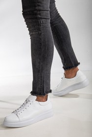 Resim Mehmet Baran Erkek Hakiki Içi Dışı Deri Premium Sneakers Spor Ayakkabı Beyaz 