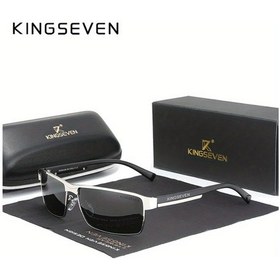 Resim Dream011 Kıngseven Polarize Kare Sürüş Gözlüğü Gümüş Gri Paslanmaz Çelik Çerçeve Pc Cam Tam Çerçeveli Erkek Kadın Günlük Kullanım Sevgililer Günü Hediyesi Altın 