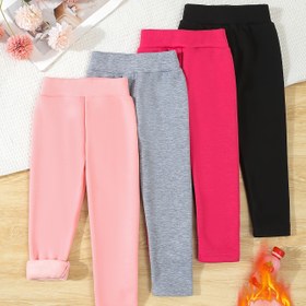 Resim Kızlar İçin Rahat Polar Astarlı Tayt 4'lü Paket - Yumuşak Polyester Karışımı, Düz Renk, Esnek & Sıcak Sonbahar/Kış İçin - Spor & Günlük Kullanım İçin Mükemmel, Dış Mekan İçin Mükemmel 