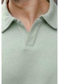 Resim Madmext Mint Yeşili Polo Yaka Oversize Erkek Tişört E7185 