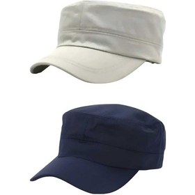 Resim Uniquetrenders Unisex Pamuklu Castro Şapka 2 Adet Bej Lacivert Bej - Lacivert 