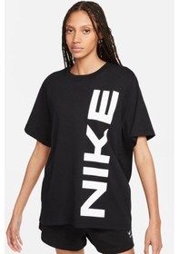 Resim Nike Air Sportswear Tee Loose Fit Kadın Büyük Beden %100 Pamuk Tişört Siyah Siyah 
