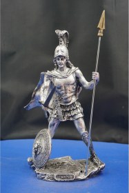Resim Antik Yunan Mitolojisi Ares Heykel Biblo Savaş Tanrısını Yansıtan Dekoratif Aksesuar 27 Cm Gümüş 