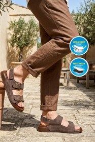 Resim Pierre Cardin Kahve Cırtlı Hafif Erkek Sandalet PC-7924 M 