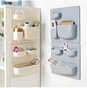 Resim Honeybeeshop Gri Mavi Tip A Yapışkanlı Duvar Rafı - Kurulumu Kolay Delme Yok 