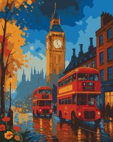Resim Sayılarla Boyama Seti - London Otobüsleri - 60x75 