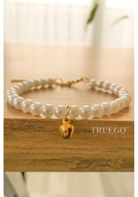 Resim Truego İnci Kedi Kolyesi Zilli Kedi Tasması 22 CM 