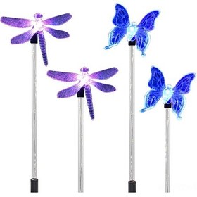 Resim Yaozixa 4'lü Güneş Enerjili Çift Renk Değiştiren Libelula Kelebek Bahçe Toprak Işığı Cıs-57748-p4 Diğer 