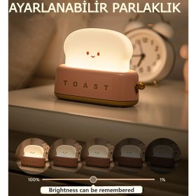 Resim Besify Şarjlı Tost Masa Lambası ve Gece Lambası, Hediyelik Masa Lambası Şarjlı Masa Lambası Bebek Odası 