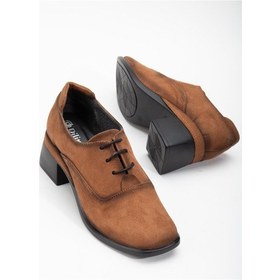 Resim Süet Hazır Taban Bağlı Taba Kadın Günlük Ayakkabı-3141-taba Taba 