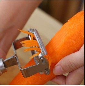 Resim Ahşap Saplı Çelik Jülyen Soyacak Sebze Meyve Soyma Bıçağı Soyucu 