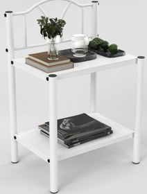 Resim ARGİMO Bella Retro Ferforje Metal Komodin Beyaz 